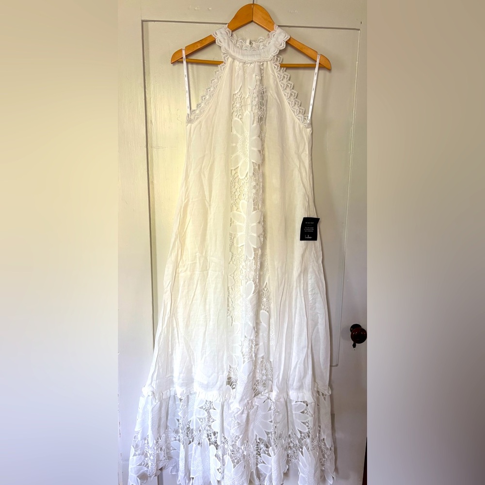 Lulus | white embroidery overlay dress size XS
